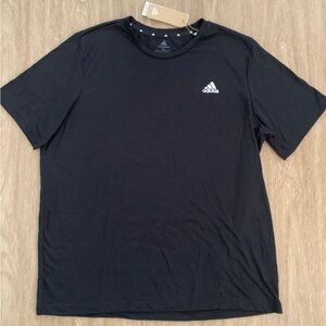 Adidas Mens Black T-shirt, white logo on front. Brand new with tags!